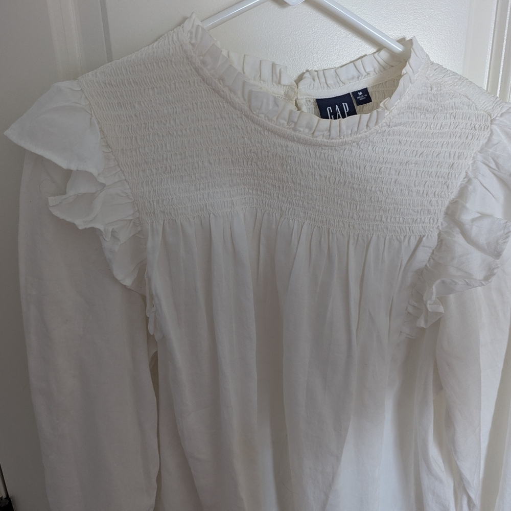 GAP White Ruffle Blouse - Picture 2 of 5